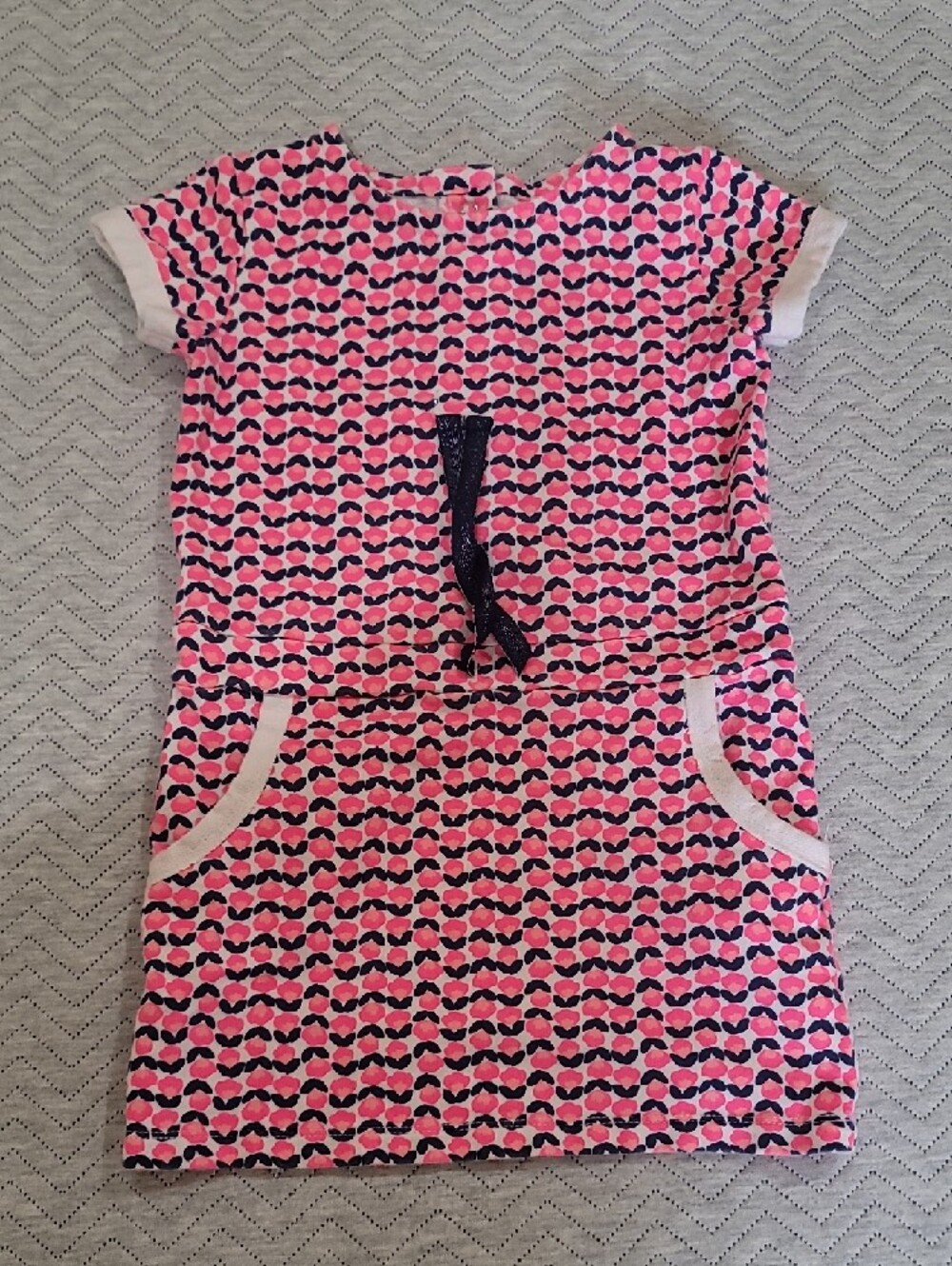 Girls Carter' s 4 T Pink & Navy Patterned Casual Cotton Dress